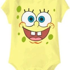 Mighty Fine SpongeBob SquarePants Face Light Yellow Baby Romper