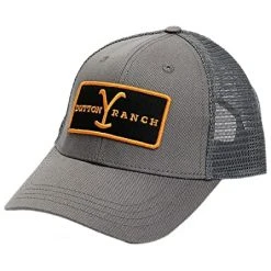 Changes Hats Grey Yellowstone Dutton Ranch Logo Mesh-Back Hat