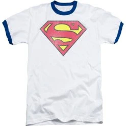Changes Superman Retro Logo White With Blue Ringers T-shirt