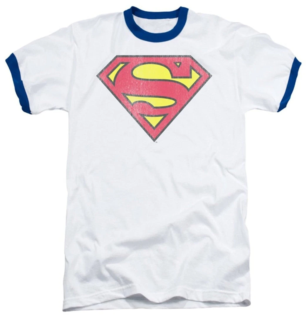 Changes Superman Retro Logo White With Blue Ringers T-shirt 1 Changes Superman Retro Logo White With Blue Ringers T-shirt