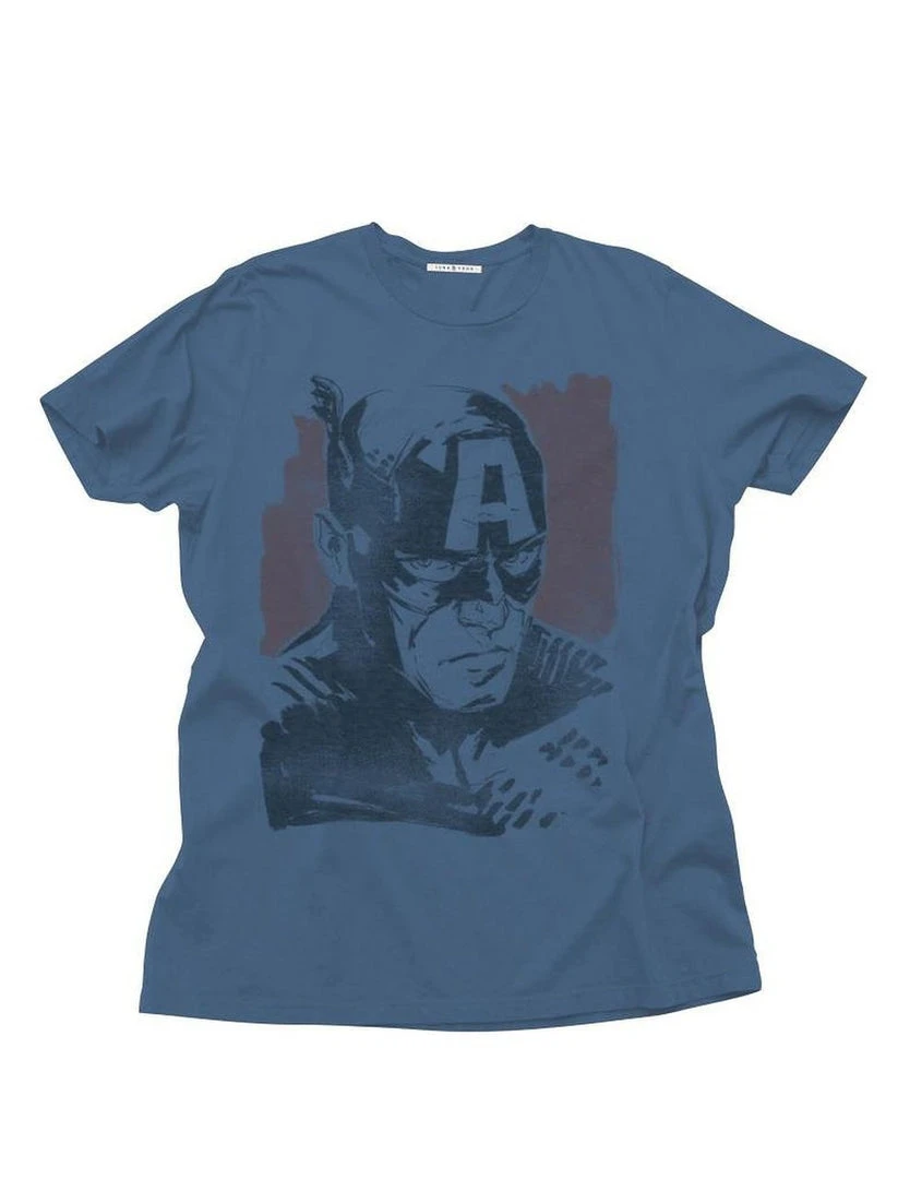 Junk Food Shirts / Tops Captain America Distressed Face T-Shirt 1 Junk Food Shirts / Tops Captain America Distressed Face T-Shirt