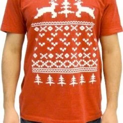 American Classics Two Prancing Reindeer XOXO Tree And Heart 8-Bit Design T-shirt Shirts / Tops