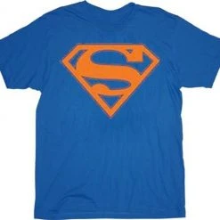 Changes Superman Orange Shield Logo Blue Adult T-shirt Tee Shirts / Tops