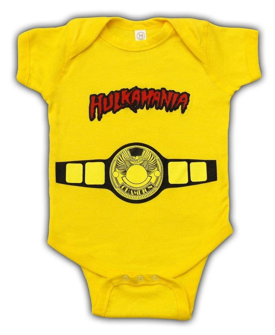 Costume Agent Hulkamania World Champ Yellow Romper Kids / Infants 1 Costume Agent Hulkamania World Champ Yellow Romper Kids / Infants