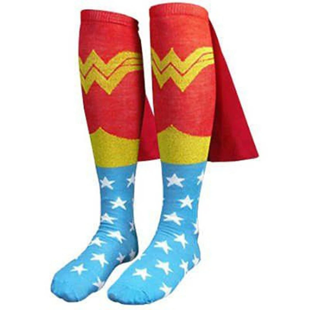 Bioworld Womens Knee High Wonder Woman Cape Sock Socks 1 Bioworld Womens Knee High Wonder Woman Cape Sock Socks