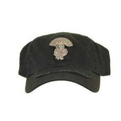 Calhoun SOA Stretch Black Fitted Baseball Cap Hat With Silver Metal