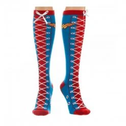 Bioworld Faux Lace Up Wonder Woman Knee High Socks
