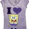 Awake Spongebob SquarePants I Love Heart Spongebob V-Neck T-shirt