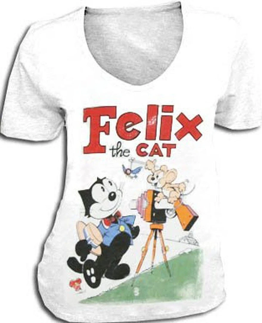 Life Clothing Shirts / Tops Felix The Cat Distressed Camera Photo Shoot V-Neck T-shirt 1 Life Clothing Shirts / Tops Felix The Cat Distressed Camera Photo Shoot V-Neck T-shirt