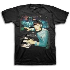 Mighty Fine Star Trek DJ Spock Adult Black T-Shirt