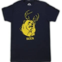 Suburban Riot Beer Bear+Deer Mac Navy Adult T-shirt