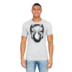 C-Life Group Marvel Comics Black Panther Headshot Heather Gray T-shirt Shirts / Tops