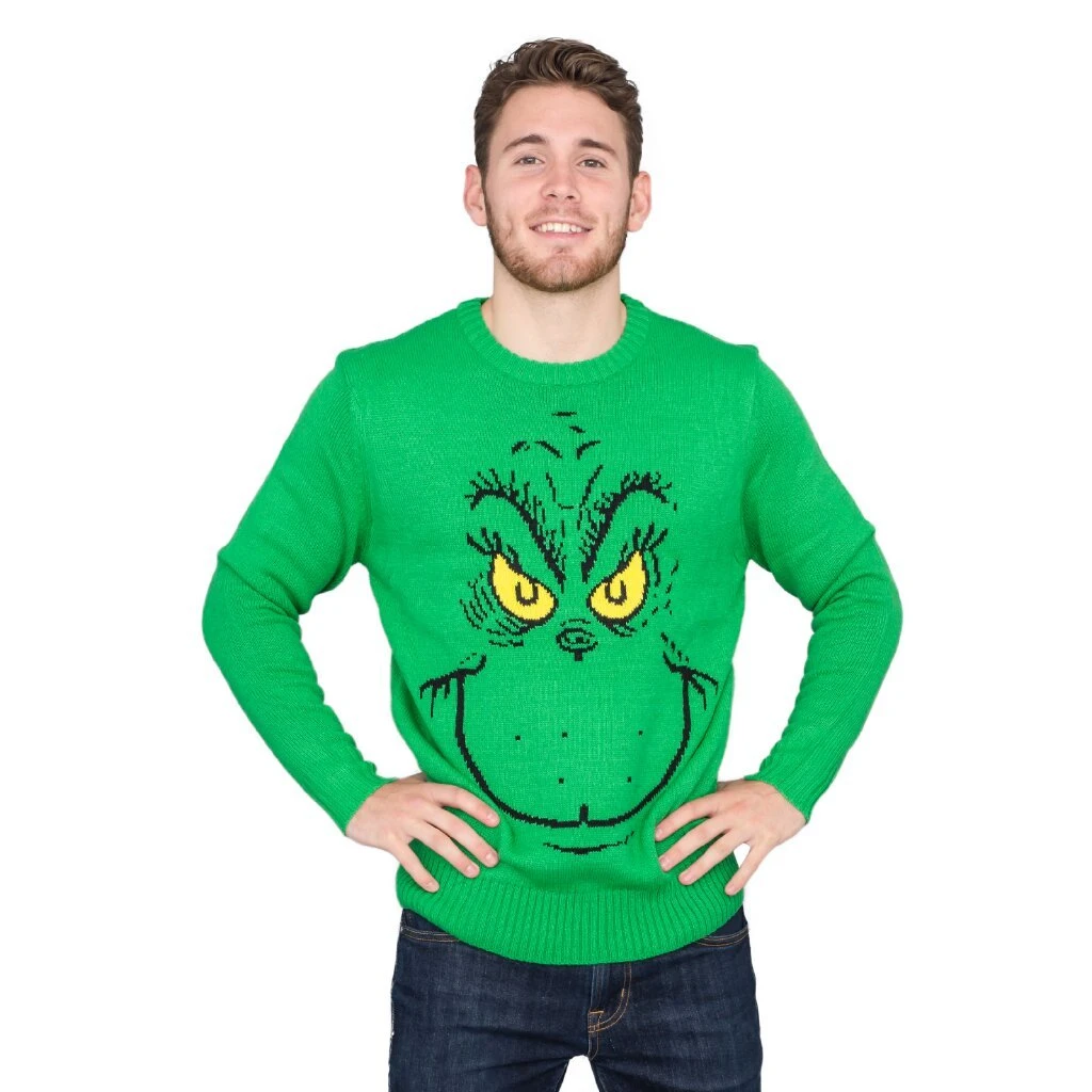 Hybrid Apparel Sweaters & Sweatshirts Big Face Grinch Sweater 3 Hybrid Apparel Sweaters & Sweatshirts Big Face Grinch Sweater