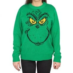 Hybrid Apparel Sweaters & Sweatshirts Big Face Grinch Sweater
