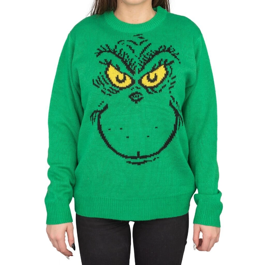 Hybrid Apparel Sweaters & Sweatshirts Big Face Grinch Sweater 2 Hybrid Apparel Sweaters & Sweatshirts Big Face Grinch Sweater