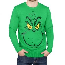 Hybrid Apparel Sweaters & Sweatshirts Big Face Grinch Sweater