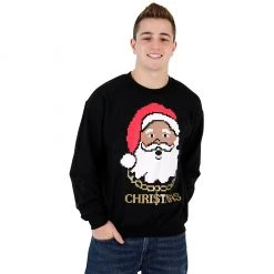Life Clothing Black Santa Claus With Chain Ugly Christmas Sweatshirt Sweaters & Sweatshirts
