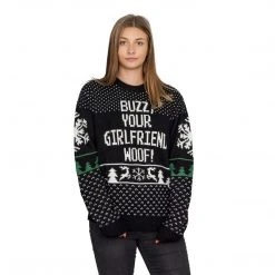 Costume Agent Sweaters & Sweatshirts Buzz Your Girlfriend Woof Ugly Christmas Sweater