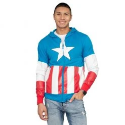 Trevco Hoodies Captain America Adult Hooded Sweatshirt Hoodie Jacket