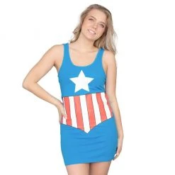 Trevco Captain America Blue Tunic Tank Dress Dresses / Leggings