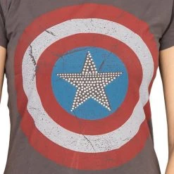 Trevco Captain America Studded Star Juniors T-shirt Shirts / Tops