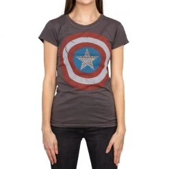 Trevco Captain America Studded Star Juniors T-shirt Shirts / Tops