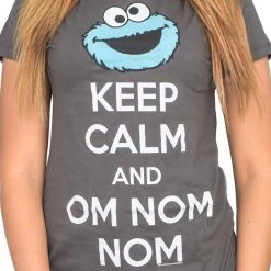 Mighty Fine Shirts / Tops Cookie Monster Keep Calm And Om Nom Nom T-shirt