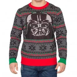 Mighty Fine Sweaters & Sweatshirts Darth Vader Mask Ugly Christmas Sweater