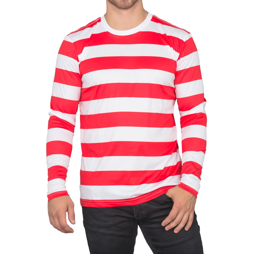 Costume Agent Halloween Costume Waldo Robber Striped Long Sleeve Shirt 8 Costume Agent Halloween Costume Waldo Robber Striped Long Sleeve Shirt