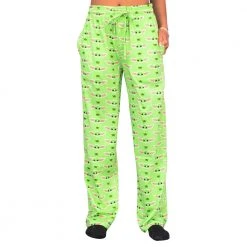 TVStoreOnline Star Wars Baby Yoda And Frogs Pajamas Green Lounge Pants
