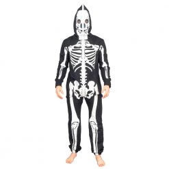 Costume Agent NEW ARRIVALS Adult Halloween Skeleton Costume Jumpsuit With Hood - Glow In The Dark Option