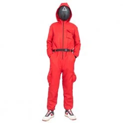 Costume Agent Squid Costume Red Jumpsuit With Mask Belt And Gloves Halloween Cosplay Squid Game 10 Costume Agent Squid Costume Red Jumpsuit With Mask Belt And Gloves Halloween Cosplay Squid Game
