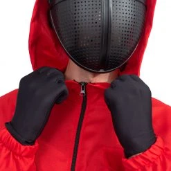 Costume Agent Squid Costume Red Jumpsuit With Mask Belt And Gloves Halloween Cosplay Squid Game 13 Costume Agent Squid Costume Red Jumpsuit With Mask Belt And Gloves Halloween Cosplay Squid Game