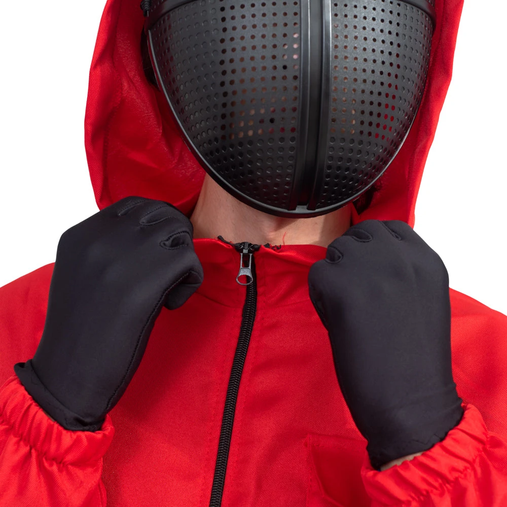 Costume Agent Squid Costume Red Jumpsuit With Mask Belt And Gloves Halloween Cosplay Squid Game 6 Costume Agent Squid Costume Red Jumpsuit With Mask Belt And Gloves Halloween Cosplay Squid Game