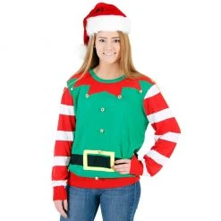 Costume Agent Ugly Christmas Sweater Elf With Bells