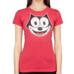 Life Clothing Shirts / Tops Felix The Cat Face Juniors Red T-shirt