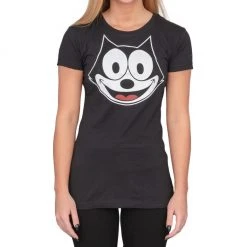 Life Clothing Women's Shirts Felix The Cat Face Outline T-shirt