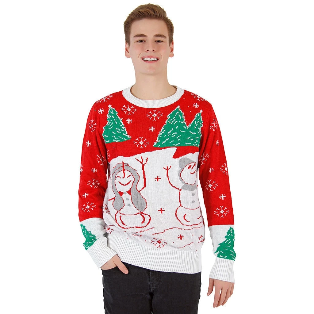 Costume Agent Ugly Christmas Sweater Snowman & Trees With Flashing Lights 1 Costume Agent Ugly Christmas Sweater Snowman & Trees With Flashing Lights