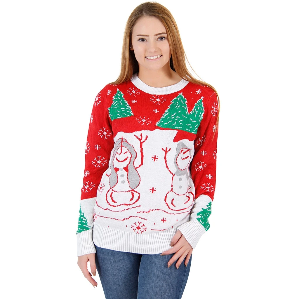 Costume Agent Ugly Christmas Sweater Snowman & Trees With Flashing Lights 4 Costume Agent Ugly Christmas Sweater Snowman & Trees With Flashing Lights