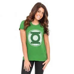 Junk Food Green Lantern Distressed Logo Juniors T-shirt Shirts / Tops