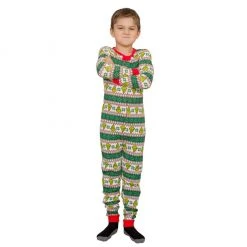 MJC Grinch Family Faces Christmas Kids Pajama Union Suit Pajamas / Underwear