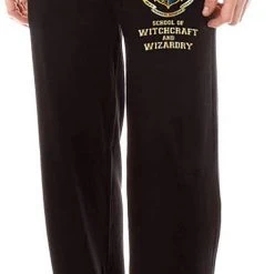 Vendor-unknown Harry Potter Hogwarts Crest Black Lounge Pants MOVIES