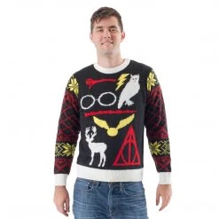 Junk Food Harry Potter Owl Deathly Hallows Sign Ugly Christmas Sweater Sweaters & Sweatshirts