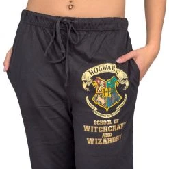 Vendor-unknown Harry Potter Hogwarts Crest Black Lounge Pants MOVIES