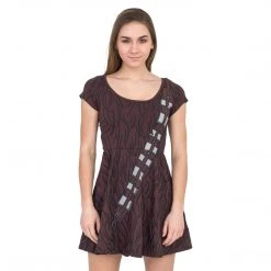 Mighty Fine I Am Chewbacca Juniors Brown Skater Dress