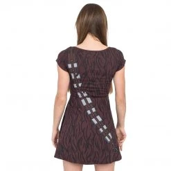 Mighty Fine I Am Chewbacca Juniors Brown Skater Dress