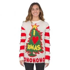 Costume Agent Sweaters & Sweatshirts I Love Xmas Light Up And Bells Christmas Sweater