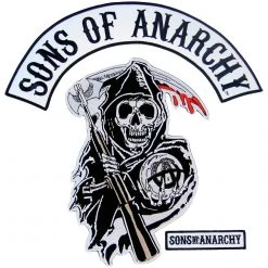 Piston Clothing Sons Of Anarchy Text And Arched Reaper Logo Patch Set Action / Drama