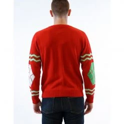 Costume Agent Sweaters & Sweatshirts Candy Canes Button Up Ugly Sweater With Bowtie