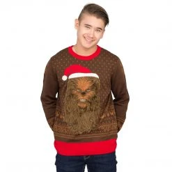 Mad Engine Sweaters & Sweatshirts Star Wars Chewbacca Furry Face Ugly Christmas Sweater